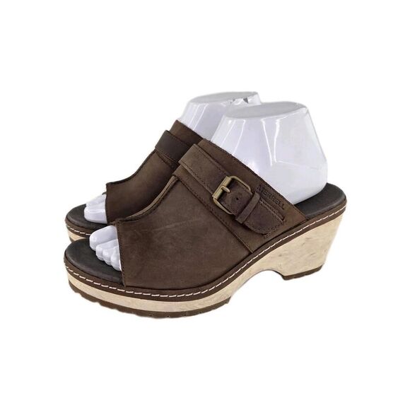 Merrell Women's Halendi Slide US 8 Brown Leather Open-Toe Mules - Picture 1 of 11